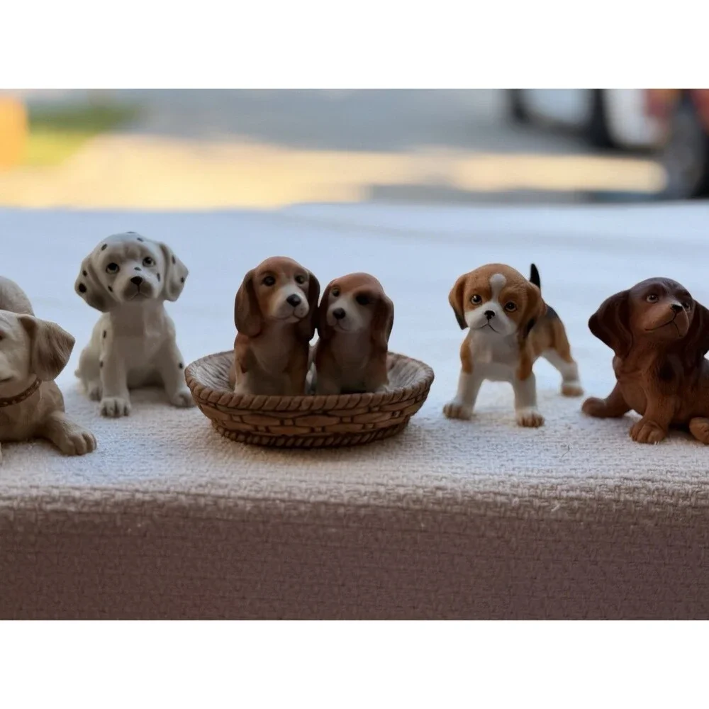 Vintage Lot Of 8 Variety Dog Glass Figurines 90s